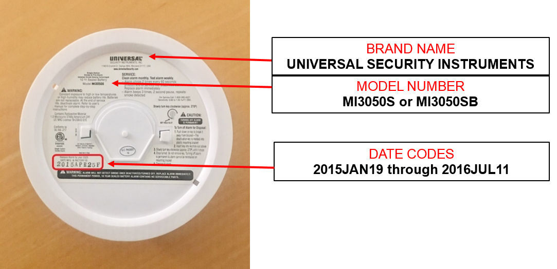 Recall smoke alarm